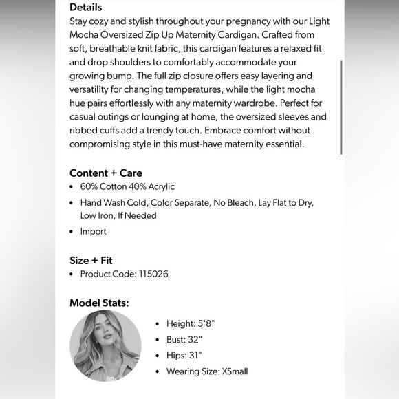 Pinkblush Chocolate Brown Women's Cardigan maternity - Picture 6 of 6